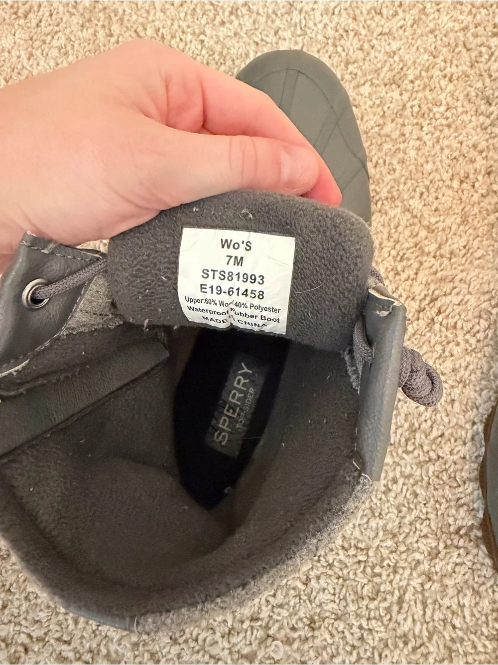 Sperry Gray Waterproof Duck Boots